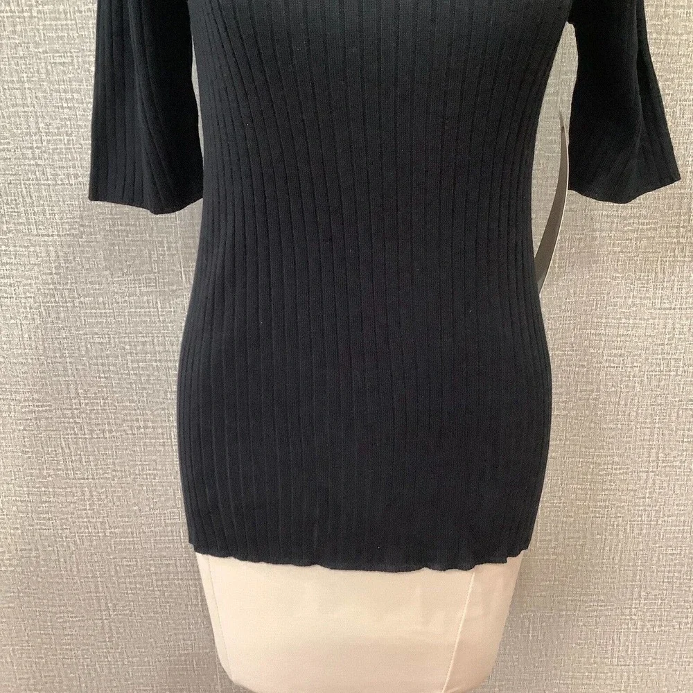 Madison Grey Women's Black Mock Turtleneck sz S Short Sleeve NWT - Picture 5 of 7